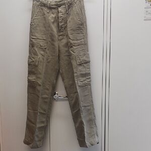MOTHER Tan Cargo Pants Straight Leg Cotton Blend